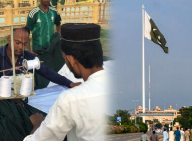 10,000 مربع فٹ کا پاکستانی پرچم: کراچی سے واہگہ بارڈر تک ایک جذبے کی داستان