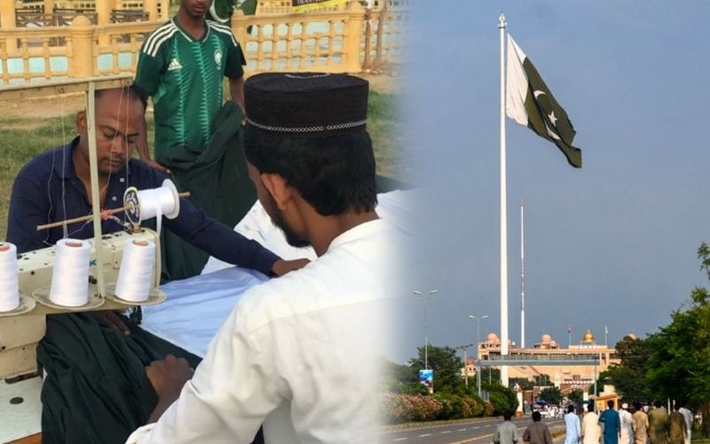 10,000 مربع فٹ کا پاکستانی پرچم: کراچی سے واہگہ بارڈر تک ایک جذبے کی داستان