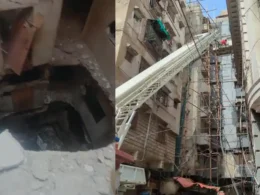 Karachi Building Collapsed onto the staircase