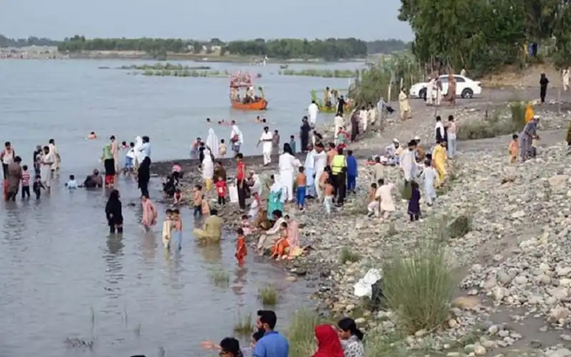People trapped in the Indus River near Attock