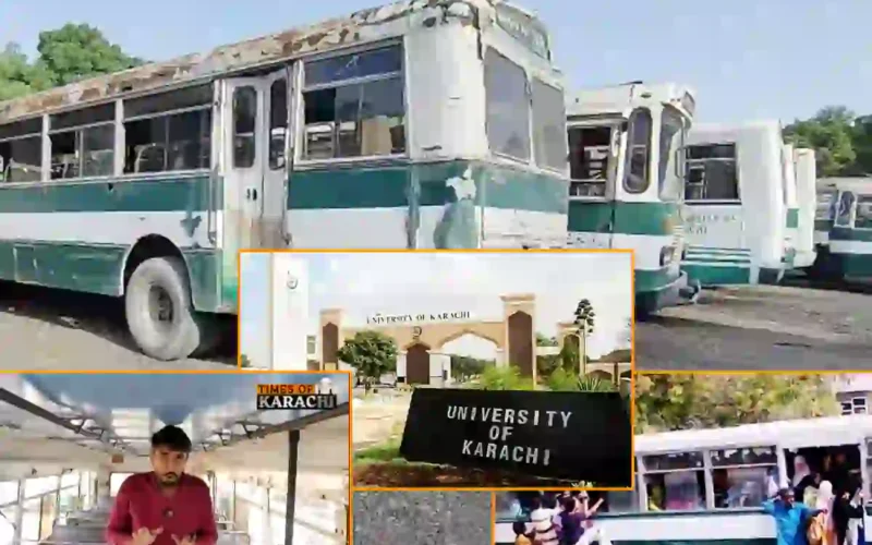 جامعہ کراچی کی پوائنٹ بسوں کی خستہ حالت